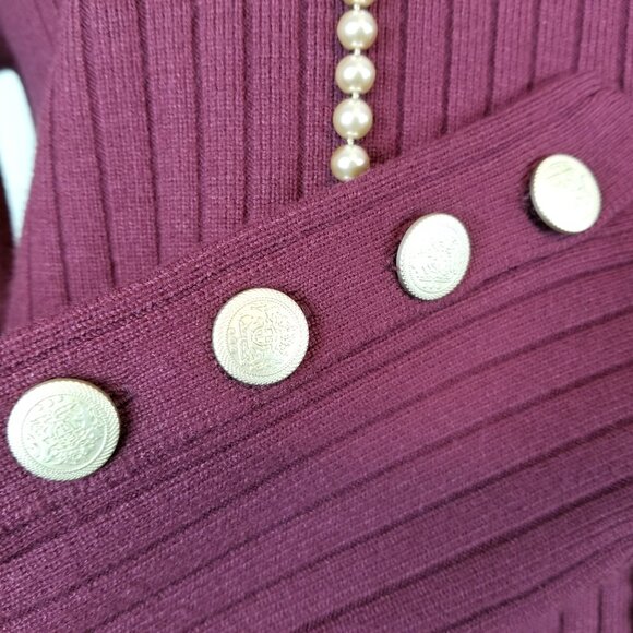 Apricot Burgundy Wine Long Sleeve Knit Sweater Midi Dress Size 10 NEW w/Tags - Picture 5 of 10